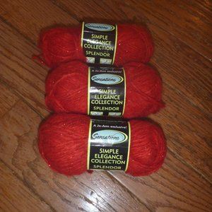 3 Small Skeins Sensations Simple Elegance Collection Splendor Yarn Color Red